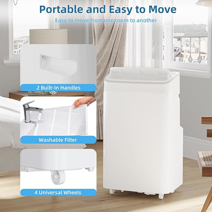 12000 BTU Portable Air Conditioner With 3-In-1 Function - Cools, Fan, Dehumidifier for Room Up to 560 Sq.Ft, 24H Timer, Remote Control, Ideal for Bedroom and Office - Image 3