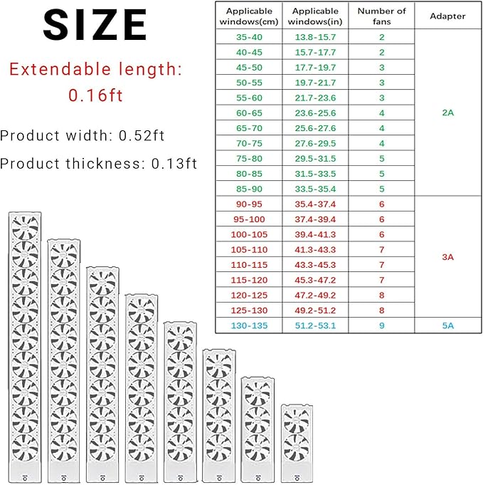 Vertical Window Exhaust Fan for Sliding Windows, Retractable Window Exhaust Fan, Dual Mode Airflow Exhaust Intake Variable Speed Control for Livingroom & Bathroom(White,15.7-17.7) - Image 3