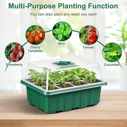 10 Pcks Seed Starter Tray 120 Cells Seed Starter Kit with Humidity Dome, Seed StartingTrays for Seed Seedling Planting Starter, Mini Greenhouse Plant Germination Trays（Green） - Image 2
