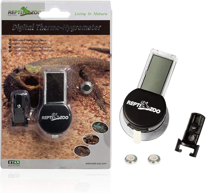 REPTI ZOO 2 Pack Reptile Terrarium Thermometer Hygrometer Digital Display Pet Rearing Box Reptiles Tank Thermometer Hygrometer with Suction Cup - Image 7