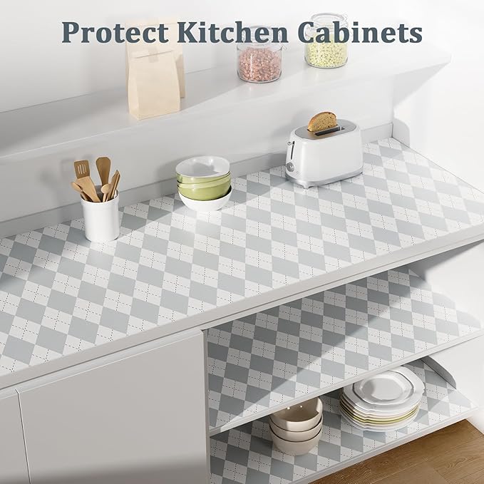 Shelf Liner for Kitchen Cabinets 24" x 360" Non-Adhesive Non-Slip Drawer Liners for Dresser, Waterproof Washable Paper, Durable Protector Mat for Pantry Shelves Cupboards, Light Grey - Image 5