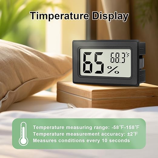 6-Pack Mini Hygrometer Indoor Humidity Meter, Mini Digital Thermometer Humidity Gauge Meter, Indoor Thermometer Hygrometer Monitor Fahrenheit (℉) for Reptile Thermostat, Jars Reptile, Fridge - Image 4