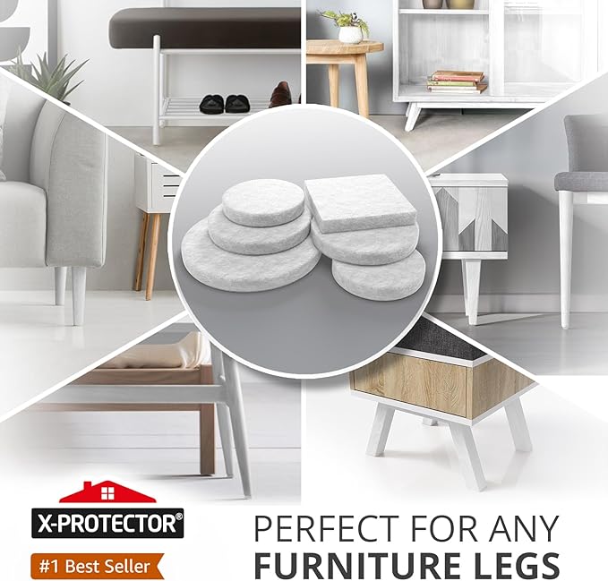 357 pcs White Felt Furniture Pads X-Protector! Huge Quantity of Furniture Pads for Hardwood Floors with Many Big Sizes – Your Ideal Wood Floor Protectors for Furniture. Protect Any Type of Hard Floor! - Image 2