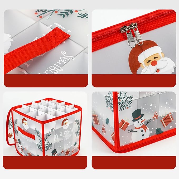 Ornament Boxes - Large Capacity Holiday Organizer, Removable Dividers, Clear Lid Storage Box, Portable Handle | Xmas Decoration Holder For Balls, Home, Attic, Closet, Garage, College Dorm, Seasonal De - Image 7