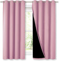 NICETOWN 100% Blackout Curtains with Black Liners, Thermal Insulated Full Blackout 2-Layer Lined Drapes, Energy Efficiency Window Draperies for Bedroom (Crystal Pink, 2 Panels, 52-inch W by 63-inch L) by NICETOWN