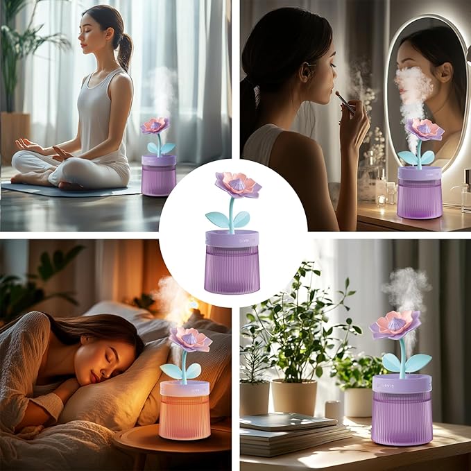 Cute Mini Humidifier 320mL Cool Mist Humidifie mute with 2 Mist Modes,for Home/Nursery/Office,Portable Mini Air Moisturizer,rechargeable mini humidifier(Gardenia green) - Image 7