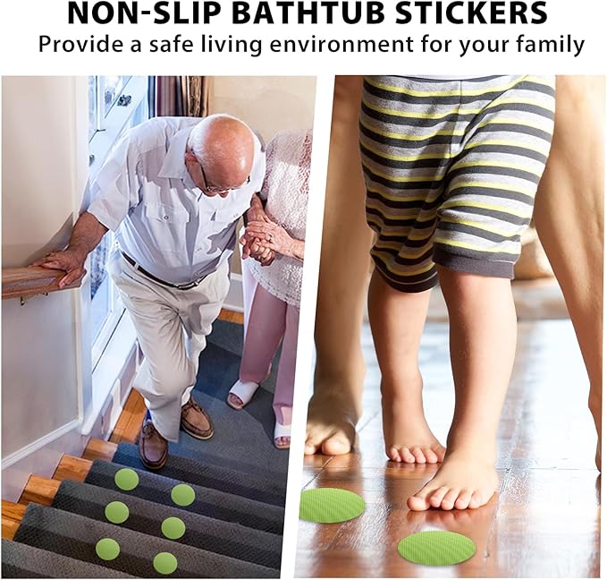 24 PCS Bathtub Non Slip Stickers Green Adhesive Decals Round Shape Anti Slip Shower Stickers Bath Non Slip Stickers for Floor Bathroom Stairs Ladders with Scraper - Image 3