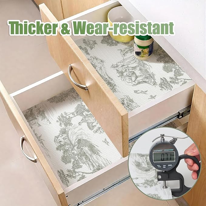 Tatyanna Shelf Liner for Kitchen Cabinets Non Adhesive Drawer Liner Non Slip Cabinet Liner Strong Grip Green Shelf Liners Waterproof Easy to Clean Dresser Liner for Kitchen Cupboard 12IN x 16.4FT - Image 4