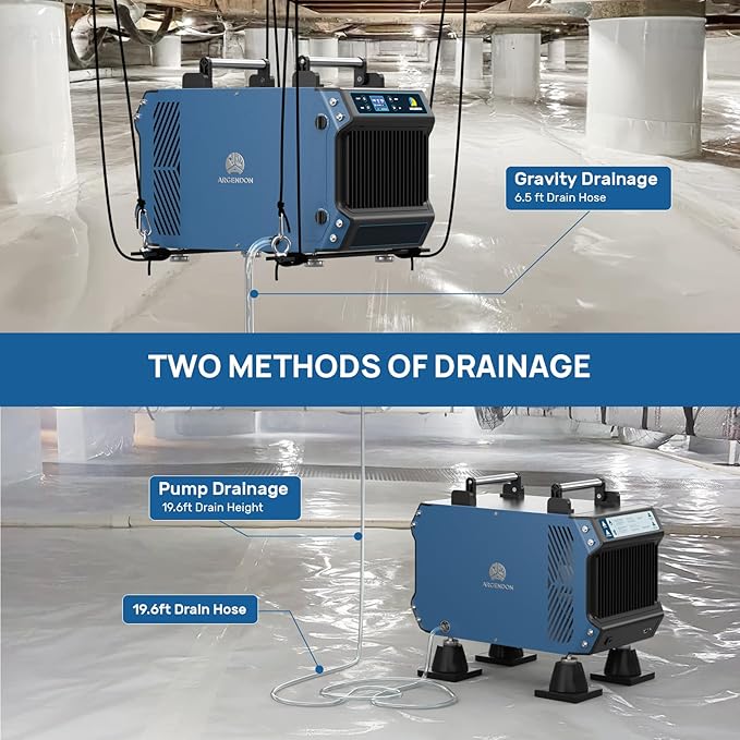 ARGENDON 145 Pint Crawl Spaces Dehumidifier with Pump, Energy Star Certified Commercial Dehumidifier with Drain Hose for Basement, Auto Defrost, Compact, Large Spaces up to 1800 Sq.Ft - Image 2