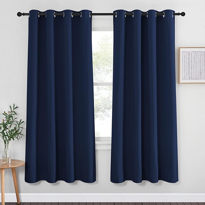 NICETOWN Blackout Curtain Panel 72 - Window Treatment Energy Saving Thermal Insulated Solid Grommet Blackout Drape for Living Room (Navy, 1 Panel, 52 by 72-inch) by NICETOWN