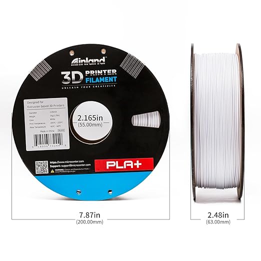 INLAND Micro Center PLA+ 3D Printing Filament 1.75mm - PLA Pro Dimensional Accuracy +/- 0.03 mm - 1kg Cardboard Spool (2.2 lbs) (1 Pack White, 2.85mm) - Image 4
