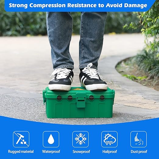 Hrensaw Large Outdoor Electrical Box(12.5x8.5x5inch),IP54 Waterproof Outdoor Outlet Covers,Weatherproof Extension Cord Covers Protect Outlet,Plug,Timer,Power Strip,Holiday Light,Green - Image 7