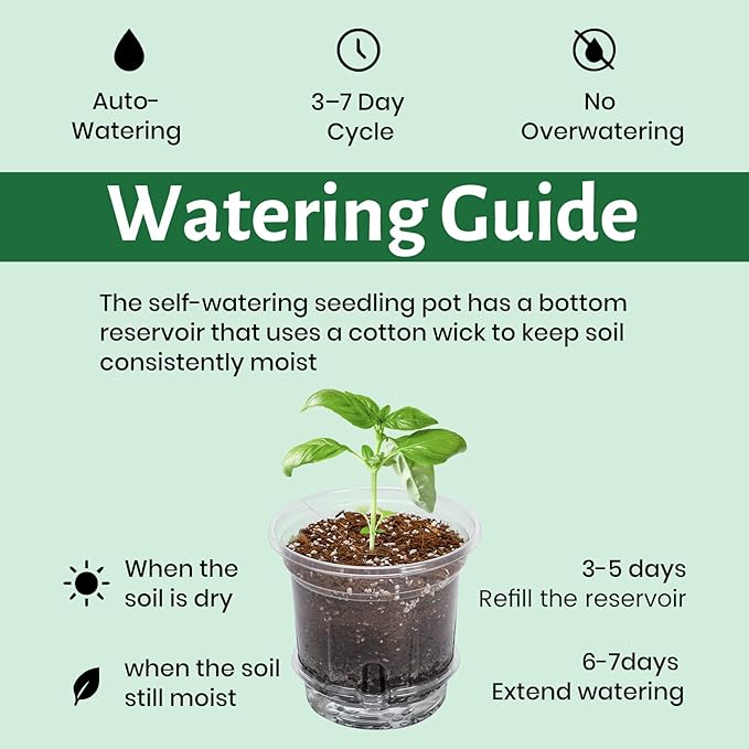 18 Pack 6.5/5/4 Inch Clear Self Watering Plant Pots with Bottom Water Tray & Watering Rope, Transparent Nursery Pots with Drainage for Seedlings, Herbs, and Houseplants - Image 6
