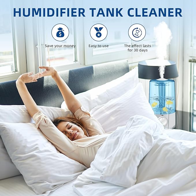 AMI PARTS Humidifier Tank Cleaner for Most Humidifier and Fish Tank, Softens Hard Water, Purifies Water, Prevents Hard Water Build-Up(Yellow & Blue Universal Humidifier Cleaner 14 pcs) - Image 5