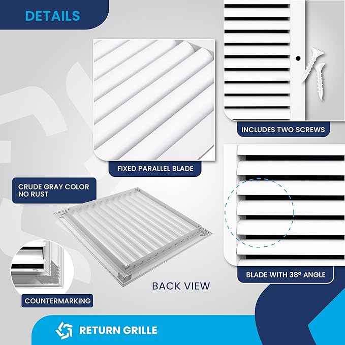 10x10 Inch (Duct Opening) Air Return Vent Cover Decorative – Premium Aluminum AC Vent Cover for Ceiling & Wall, Rustproof Grille, Ideal for Home HVAC Grille, Durable & Easy to Install by ACLAMINAIRE - Image 9