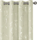 BUHUA Blackout Curtains Silver Foil Print Flower Vine Grommet Drapes, Room Darkening Thermal Insulated Curtains, Noise Reducing Curtain for Bedroom, Cream, 52Wx72L, 2 Panels by BUHUA