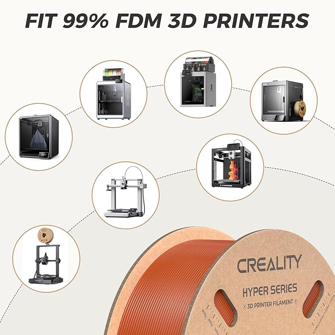 Official Creality Hyper PLA Filament 1.75mm, High Speed PLA 30-600mm/s Rapid 3D Printer Filament, Dimensional Accuracy +/-0.02mm, Fit Most FDM 3D Printers, 1KG(2.2lbs) Spool Burnt Orange - Image 8