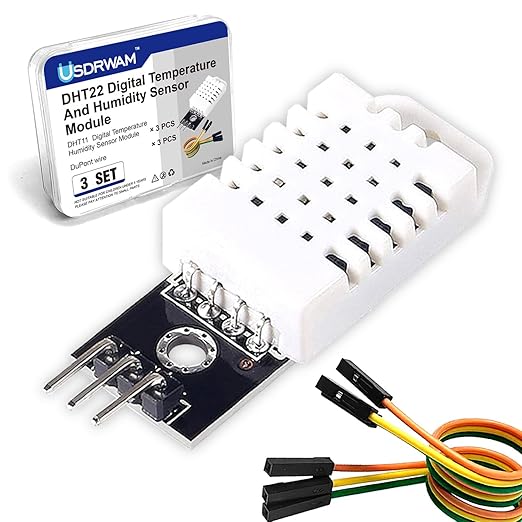 3 Set Digital Temperature and Humidity Sensor Modules, Compatible with DHT22/AM2302, 3.3V–5V Sensors for Arduino with Dupont Wires by Usdrwam