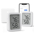 SwitchBot Thermometer Hygrometer, Bluetooth Indoor Humidity Meter for Home, Temperature Sensor with App Control, Large LCD Display, Notification Alerts (Meter Plus *2+Hub mini) by SwitchBot
