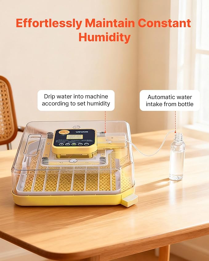 VEVOR 48 Egg Incubator, Automatic Egg Turner with LED Candler, Temperature Display & Auto Humidity Control, 360° View Clear Window, Poultry Eggs Incubator for Hatching Chicks Ducks Goose Quail - Image 3