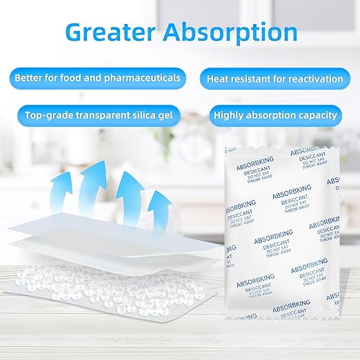 Moisture Absorbers – 20 Gram 70 Packs Silica Gel Packets for Storage, Food Grade Desiccant Packs, Premium Silica Packets for Foods, Electronics, Jewelry, Tools, Safe and 3D Filament - Image 2