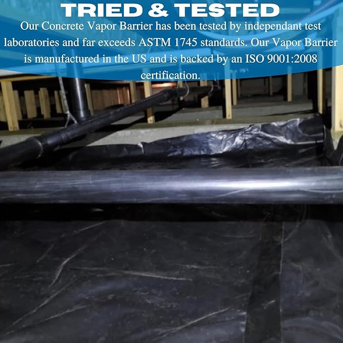 Vapor Barrier Supply - Black/White Plastic Sheeting - 20 mil - Dura Smooth, Thick Plastic Sheeting, Drop Cloth, Vapor Barrier Covering for Crawl Space, Low Density Polyethylene (24' x 60'), VBSDS20 - Image 4