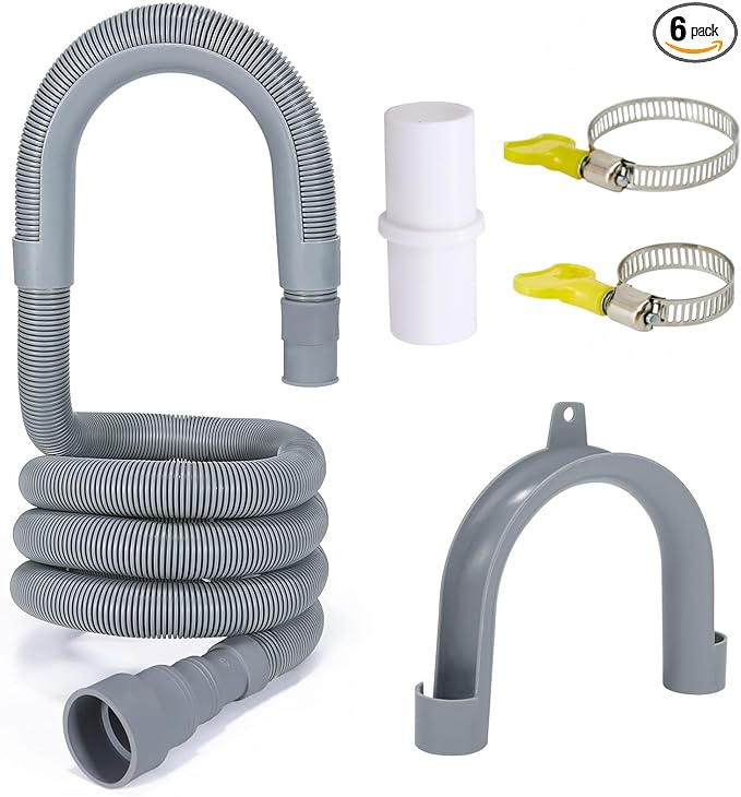 PinkCross Universal Washing Machine Drain Hose Extension, Flexible Washer & Dishwasher Hose, Portable Sink & Dehumidifier Pipe, Corrugated Plastic Hose with Clamp (3.2ft) by Unknown