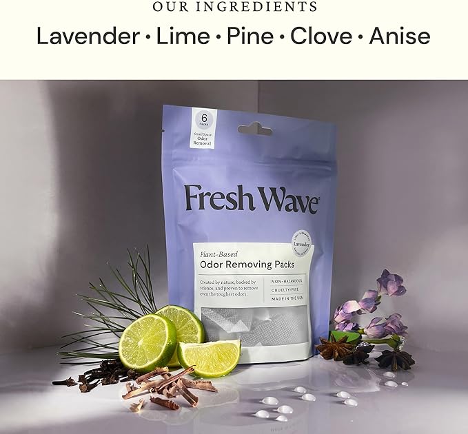Fresh Wave Lavender Odor Eliminating & Deodorizing Packs | Bag of 6 | Safer Odor Relief for Small Spaces | Natural Plant-Based Odor Eliminator | Odor Absorbers for Home - Image 2