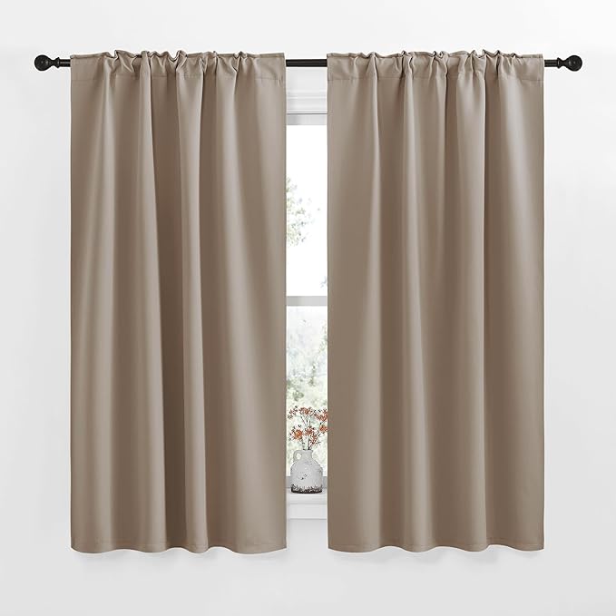NICETOWN RV Curtains for Camper Windows - (Taupe Color) 34x54 Inch, 2 Panels Set, Thermal Insulated Room Darkening Blackout Drapes/Draperies with Rod Pocket & Back Tab for Half Window - Image 2