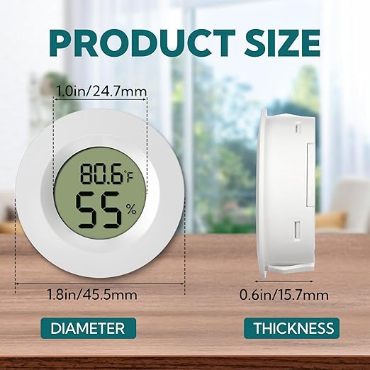 4-Pack Mini Hygrometer Thermometer Digital Humidity Meter Indoor/Outdoor Humidity Monitor with Temperature Sensor for Reptile Terrariums, Jars - Fahrenheit/Celsius White - Image 4