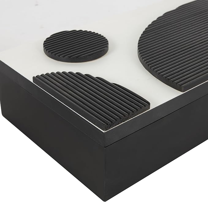 Deco 79 Wood Handmade Decorative Box Decorative Keepsake Boxes with 3D Geometric Accents, Set of 3 Storage Boxes 15", 12", 9"W, Black - Image 4