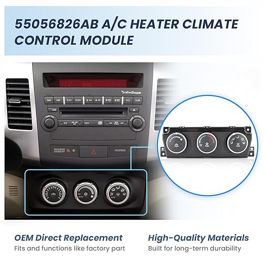 55056826AB A/C Heater Climate Control Module, Compatible with Dodge Ram 1500 AC 2009 2010, Heater Control Switch Module Panel for Truck Climate Regulation, Replace 55056826AB 55056826AC 55056826AD - Image 5