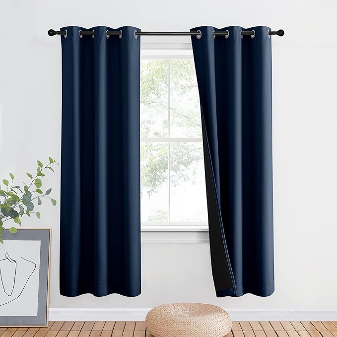 NICETOWN Room Warming Curtains, Full Shade Curtain Panel, Energy Smart & Noise Blocking Out Blackout Drape for Apartment Window, Thermal Insulated Guest Room Lined Window Dressing(Navy, 42 x 72 inch) by NICETOWN