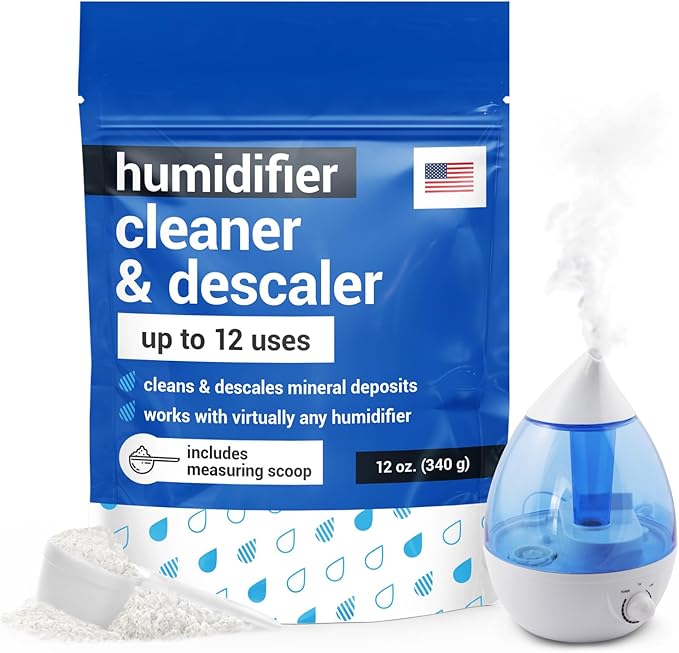 IMPRESA Humidifier Cleaner & Descaler Powder - 12 Oz, 12 Uses - Citric Acid Powder & Bacteriostatic Water Mineral Remover - Cleaning Solution for Humidifiers by IMPRESA