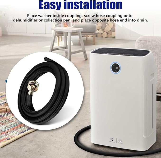 Dehumidifier Drain Hose 3/4 Inch FHT, 12 Foot, with Premium Brass Connectors to Prevent Water Leakage, 18FFDHMH01 Drain Hose Compatible with Most Brands of Dehumidifiers - Image 4