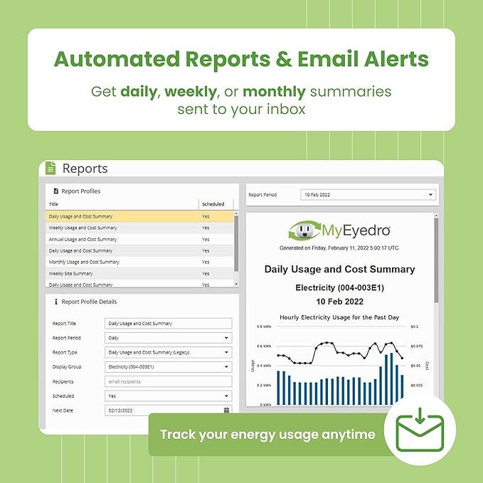 Eyedro Home Energy Monitor – Real-Time Electricity Usage Monitor with Solar Net Metering – Whole House Power Consumption Monitor – WiFi/Ethernet Smart Energy Meter with Reports & History, 2 Sensors - Image 6