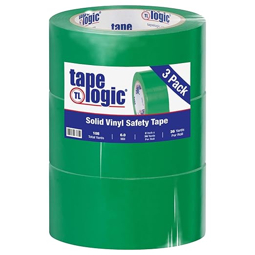 Aviditi Tape Logic Multipurpose Solid Vinyl Safety Tape, (Bulk Pack of 3) 2 Inch x 36 Yards, Green, Heavy-Duty 6 Mil Thick - Moisture/Grease Resistant, Floor Marking and Social Distancing by Aviditi
