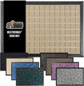 GORILLA GRIP 100% Waterproof All-Season WeatherMax Doormat US Designed Natural Rubber, Stain and Fade Resistant, Low Profile Indoor Outdoor Door Mats, Easy Clean Patio Mat, 17x29, Taupe Grid by GorillaGrip