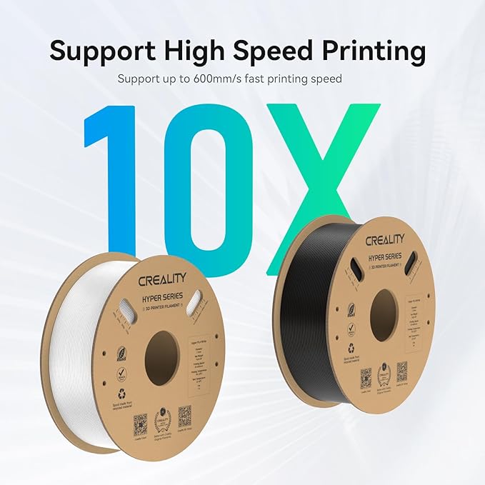 Creality Hyper PLA Filament 1.75mm, 30-600mm/s High Speed 3D Printer Filament, Dimensional Accuracy +/-0.02mm, Fit Most FDM 3D Printers, 4 Pack 1kg Spool(2.2lbs), Black & White - Image 4