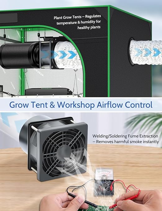 Wathai 80mm Small 12V DC Axial Exhaust Fan with AC Adapter, 3 Inch Duct Fan for Fume Extractor, Soldering Smoke, 3D Printer Enclosure, Laser Engraver Dual Ball High Airflow - Image 4