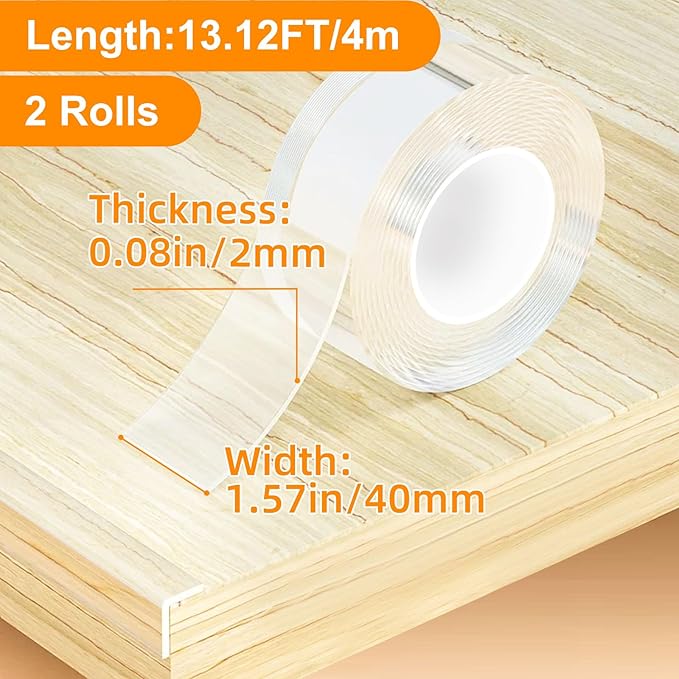 2 Rolls Clear Soft Corner Protectors for Furniture Strip,1.57 in x 13.12 FT,Sharp Edge & Table Bumper,Window Edge,Wall Protector, Soft Corner Guards Safe for Proof,Table Corner Protectors in Family - Image 5