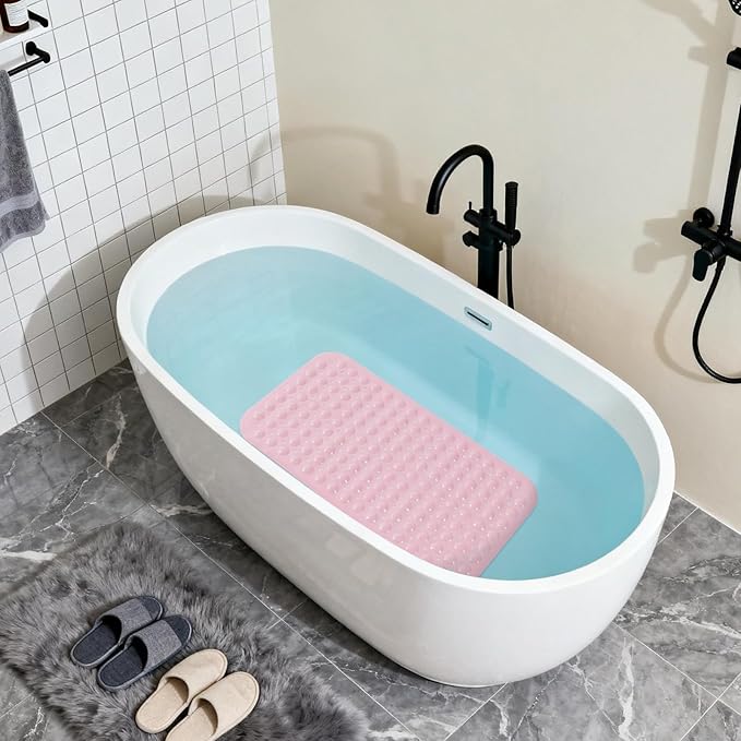 Anti-Slip Bathtub Shower mat, 27.5×14.5（Approximately 70×37cm） inch Soft Oversized Machine Washable Non-Slip Bathtub mat with Drainage Holes, Bathroom Floor Suction Cup.（1-Opaque Pink） - Image 5