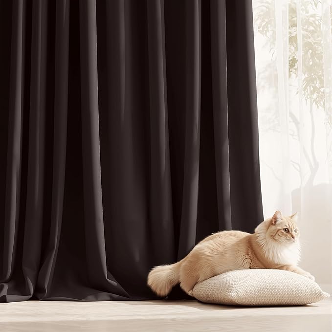 RYB HOME Indoor Outdoor Curtains - Blackout Insulating Curtains 100% Privacy for Gazebo Porch Cabana Front Porch Indoor Outdoor Decor, 1 Piece, Width 52 x Length 84 inch, Brown - Image 5