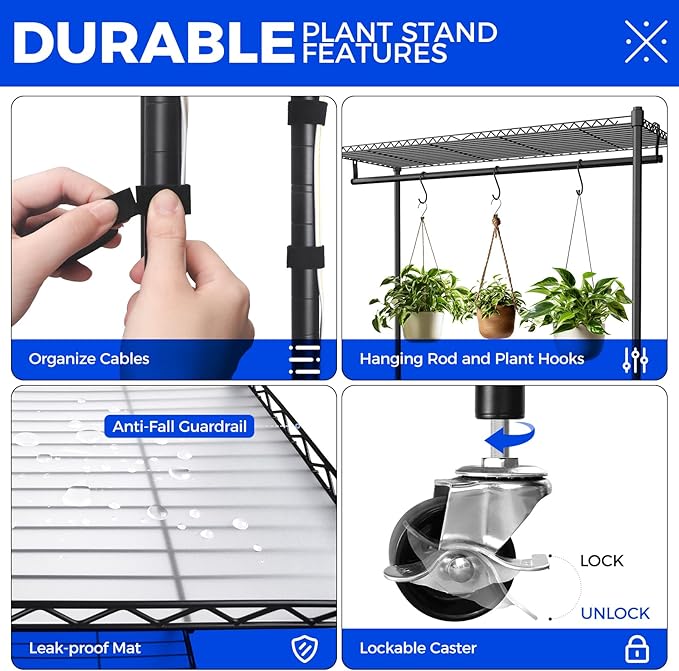 Barrina CX3 Plant Stand with Grow Light, 4-Tier, 3FT 5000K, 108W Full Spectrum Indoor DIY Plant Shelf with Lights, Flower Pot Display Rack, Greenhouse, Wheel, Mechanical Timer, 35.4"x13.8"x70.9" - Image 4
