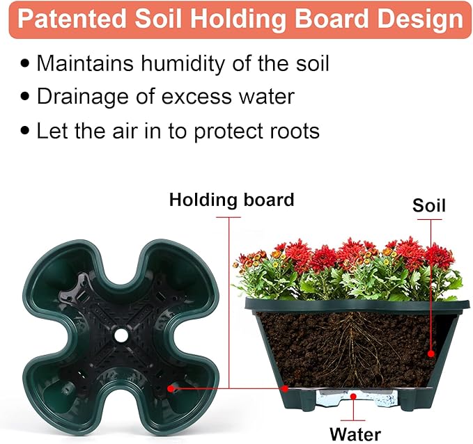 GameXcel Vertical Planter 4 Tier Stackable Planters Garden Planters Strawberry Herb Flower and Vegetable Planter Indoor Outdoor Gardening Pots with Removable Wheels and Tools - Image 3