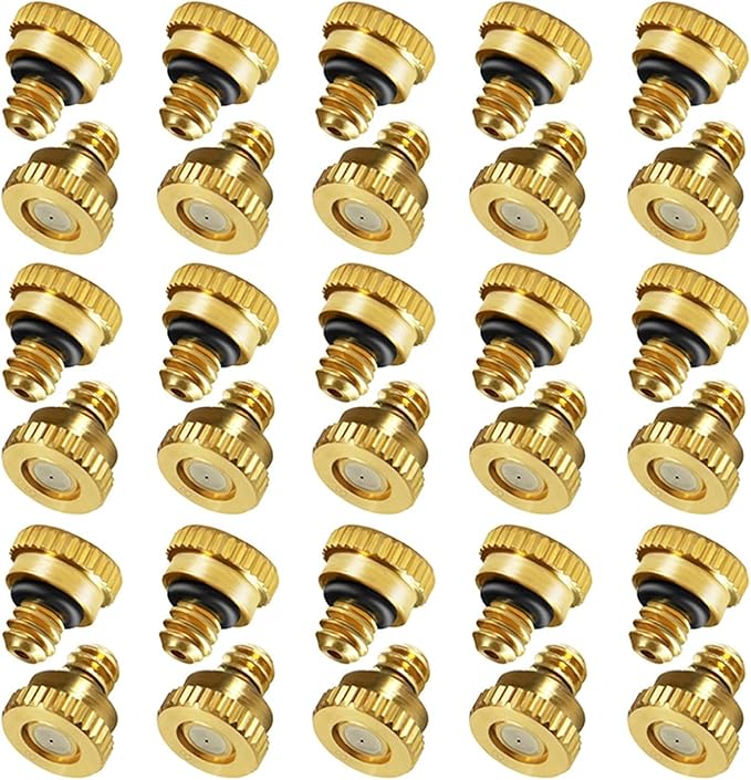 KUWAN 30pcs Brass Misting Nozzles for Cooling System 0.03" (0.8 mm) 10/24 UNC Garden (0.03) by KUWAN