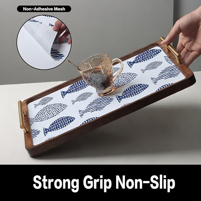 Blue Shelf Liner for Kitchen Cabinets Non Adhesive Drawer Liners Non Slip Cupboard Liner Strong Grip Waterproof Kitchen Cabinet Liners Easy to Clean Blue Dresser Shelves Paper 12IN x 10FT - Image 6