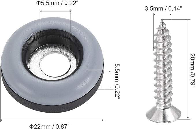 uxcell 22mm Furniture Feet Slider Glides Screw-in Chair Leg Protector Pads PTFE 12pcs - Image 2