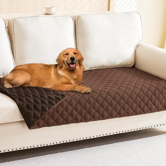 Smiry Waterproof Dog Bed Cover Pet Blanket, Soft Washable Dog Blanket for Furniture Bed Couch Sofa Reversible, Checkered (30"x90", Brown/Chocolate) by Smiry