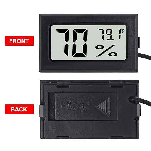 3Pcs Fahrenheit Thermometer Hygrometer Mini Digital with Probe Electronic Temperature Humidity Gauge Meters Indoor LCD Display for Humidors,Greenhouse,Garden,Incubator Reptile Terrarium - Image 2
